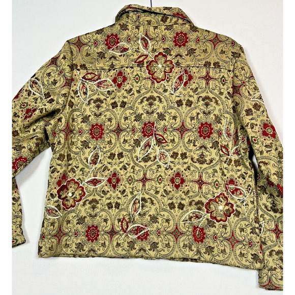 Laura Ashley Petite Women's Brocade Button Down Floral Tapestry Blazer Jacket PS - Picture 2 of 7